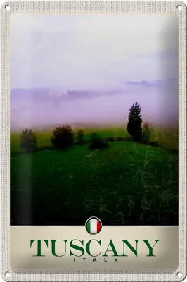Produktbild von Blechschild Reise 20x30cm Toskana Italien Berge Wiese Natur