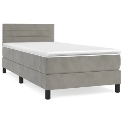 Produktbild von vidaXL Boxspringbett mit Matratze Hellgrau 100x200 cm Samt