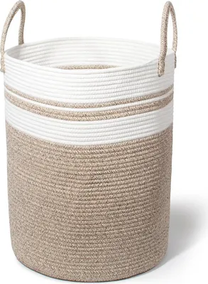Produktbild von SYLANDO Wäschekorb mit Henkel Spielzeug Aufbewahrung Groß Braun2 38x50 CM
