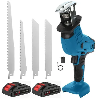 Produktbild von Akku-Säbelsäge - Tigersäge - 10 mm Hub - Für Holz und Metall - 0–4000 U/min - Werkzeugloser Sägeblattwechsel - 18V, mit 2 Akkus