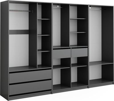 Vicco Kleiderschrank Elmo, 100 x 200 cm 3er Set, Anthrazit