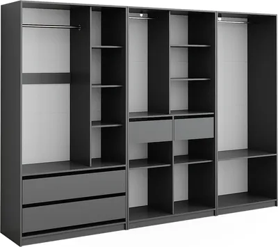Produktbild von Vicco Kleiderschrank Elmo, 100 x 200 cm 3er Set, Anthrazit