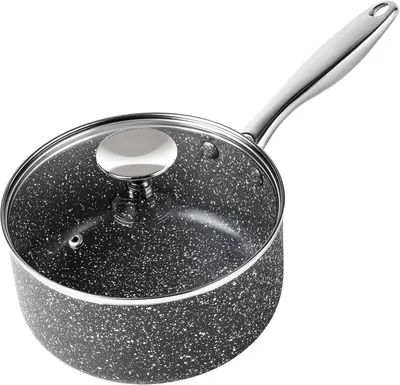Produktbild von MICHELANGELO Stielkasserollen-Set, 1 l, 2 l, 2,8 l, Granit-Antihaftbeschichtung, Grau