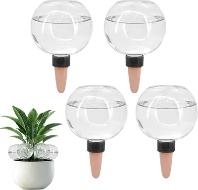 Image de Globes d'arrosage pour plantes, 500 ml, lot de 2, en forme de cônes en terre cuite, pour intérieur et extérieur