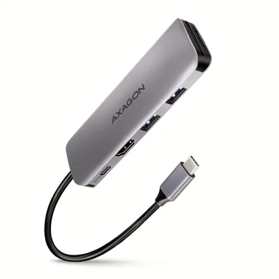 Produktbild von AXAGON Axagon HMC-5 Laptop-Dock/Port-Replikator Kabelgebundener USB 3.2 Gen 1 (3.1 Gen 1) Typ-C Grau