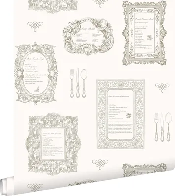 Immagine prodotto di ESTAhome carta da parati ricette beige 53 cm x 10.05 m