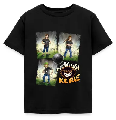 Produktbild von Spreadshirt Die Wilden Kerle Quartett Logo Kinder T-Shirt, 110/116 (5-6 Jahre), Schwarz