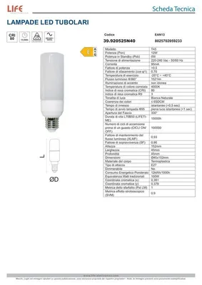 Immagine prodotto di Lampadina a led E27 14W Tubolare Cilindrica 1521 lumen 4000k
