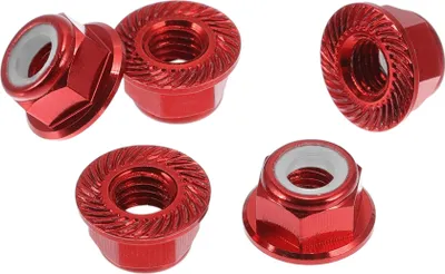 Produktbild von 5 Stück M5*0.8 Auto Bundmuttern Aluminiumlegierung Kunststoff Gummi Ring Prägesechskantgewinde Roter Gummi Ring 6mm/0.24"