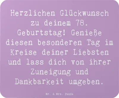 Produktbild von Mr. & Mrs. Panda Mauspad Spruch 78. Geburtstag - Lavendeltraum - Geschenk, 78 Jahre alt, Mousepad, Herzlichen Glückwunsch, pc, Geburtstagsgeschenk, Alter, Happy Birthday