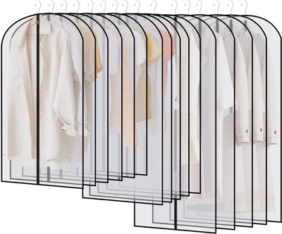Produktbild von 16-teiliger Kleidersack, Länge 60 x 120/100/80 cm, transparenter hochwertiger Kleidersack mit Reißverschluss, Kleidungsorganisation，eisenhaltig
