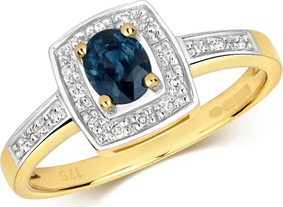 Produktbild von Stylischer 9 Karat (375) Gold Damen - Diamant Solitärring Brillant-Schliff 0.06 Karat H - PK mit Saphir, 54 (17.2); TRS28874RSN
