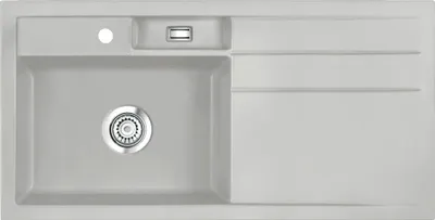 Produktbild von Spüle KeraDomo BELA 100 in ALU - Becken links mit Handbetätigung / Systemceram / Keramikspüle
