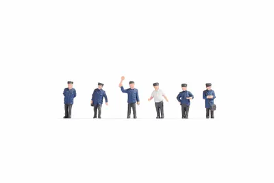 Produktbild von NOCH H0 Figuren Bahnbeamte, Modellfiguren H0 aus Kunststoff für den Modellbau, ideal für Bahnsteig- und Stadtszenen