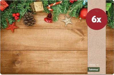 Produktbild von Abwaschbare Tischsets 6er Set Weihnachten Holz Deko