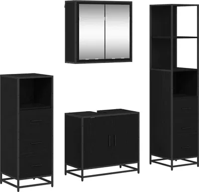 Obrázok produktu pre vidaXL Súprava kúpeľňového nábytku 4 ks čierny dubový materiál na báze dreva