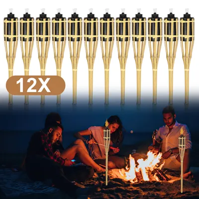 Produktbild von EINFEBEN 10x Fackel Gartenfackel Set Deko Fackeloel Docht 90cm Party  Feuer Flammen