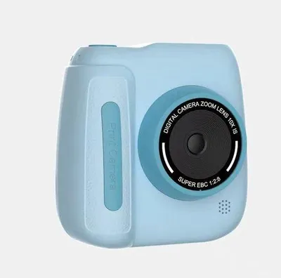 Zdjęcie produktu dla Aparat dla dzieci, aparat cyfrowy o rozdzielczości 1080p, samowyzwalacz, karta pamięci 32 GB, papier fotograficzny, dla chłopców i dziewczynek w wieku 3–12 lat, niebieski