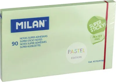 Image de Notes adhésives SUPER STICKY PASTEL 127x76, paquet de 90, vert