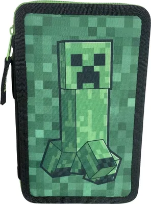 Obrázek produktu pro Zelená dvoukomorová školní kosmetická taška Minecraft Creeper