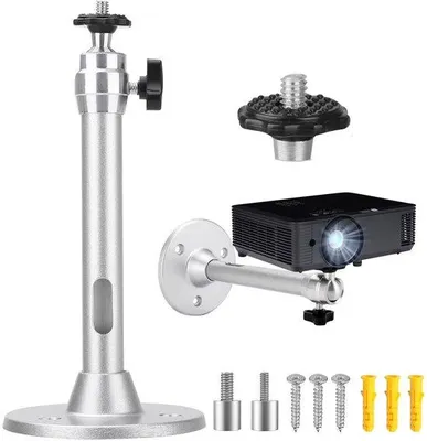 Produktbild von Beamer-Stativ für Wand oder Plafond - 3,9/5,9/6,35 mm - Beamerbeugel mit 360°-Verstellbarkeit - 2KG Tragfähigkeit - Wandbeugel für Projektoren - Plafondbeugel - Standard-Beamer-Stativ