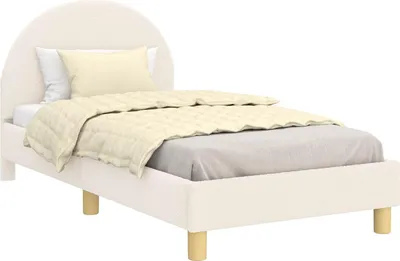 Obrázek produktu pro Postel pro děti vidaXL s opěradlem, krémová barva, rozměry 80 x 160 cm, materiál: bouclé