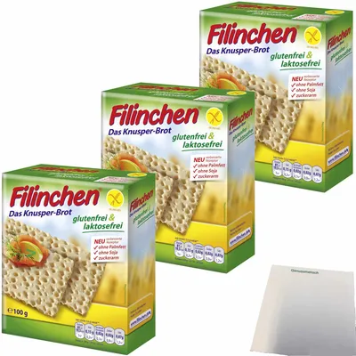 Produktbild von Filinchen Glutenfrei das Knusperbrot 3er Pack (3x100g Packung) + usy Block