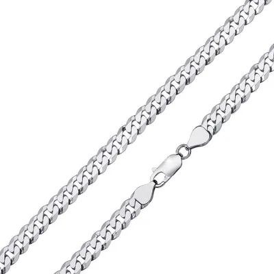 Produktbild von MATERIA Herren Panzerkette Silber 925 6mm flach rhodiniert - Männer Halskette Kette 6-fach diamantiert massiv K79