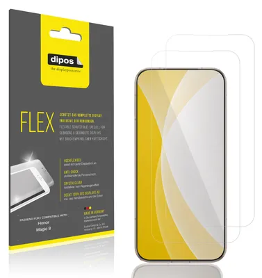Produktbild von 2x Schutzfolie für Honor Magic 8 Folie, 100% Displayabdeckung, dipos Flex