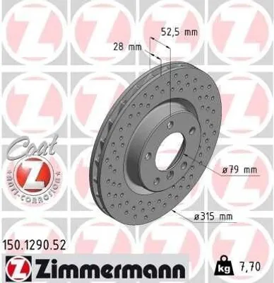 Produktbild von ZIMMERMANN Sport Coat Z Bremsscheibe Vorne Links für BMW 3 Limousine (E36) 315mm 150.1290.52
