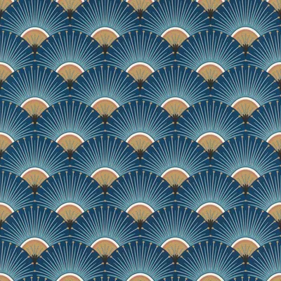 Productafbeelding van Vliesbehang 637632, behang met motieven van bomen en bladeren, afmetingen 53 x 1005 cm, Rasch Selection, blauw en goud