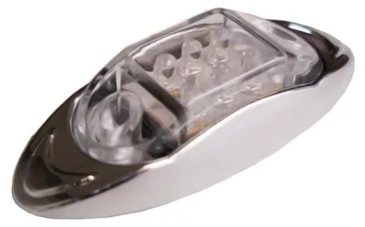 Image de Feux latéraux/indicateurs de position LED blancs pour camions, semi-remorques et remorques, avec 6 diodes - 24 V - 100 mm x 42 mm - Chromé