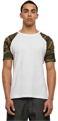 Zdjęcie produktu dla Męska koszulka Urban Classics Raglan Contrast Tee w kolorze białym/woodcamo – rozmiar M