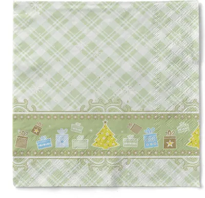 Produktbild von Sovie HOME Weihnachtsserviette Joy in Grün aus Tissue 33 x 33 cm, 3-lagig, 20 Stück