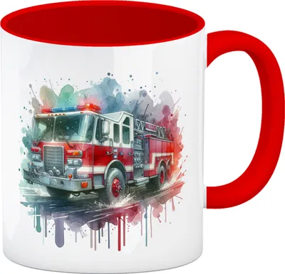 Produktbild von Feuerwehrauto Kaffeebecher in rot