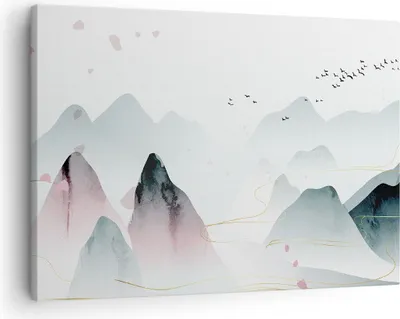Produktbild von Bild auf Leinwand - Leinwandbild - Einteilig - Berge Vögel Modern - 70x50cm - Wand Bild - Wanddeko - Wandbilder - Leinwanddruck - Bilder - Wanddekoration - Leinwand bilder - Wandbild - AA70x50-4822