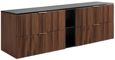Immagine prodotto di Mobile sospeso da bagno con piano lavabo, noce/nero, 180 x 58,6 x 46 cm
