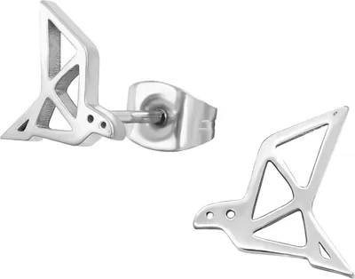 Produktbild von 316L Chirurgenstahl Ohrstecker Ohrringe mit Origami Vogel in verschiedenen Farben Farbe - Silber