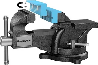 Image de Pince à vis pivotante de 4 pouces, 100 mm, noire, avec mâchoires de protection