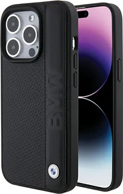 Obrázok produktu pre Bmw Bmhcp15X22Rdpk Iphone 15 Pro Max 6.7 Czarny/Black Pevné puzdro z kože s textúrou a pruhom