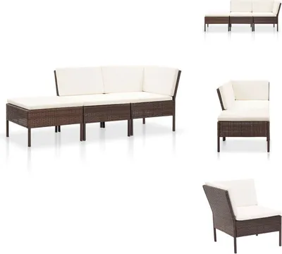 Produktbild von vidaXL 3-tlg. Garten-Lounge-Set mit Auflagen Poly Rattan Braun -  Gartenmöbel-Sets