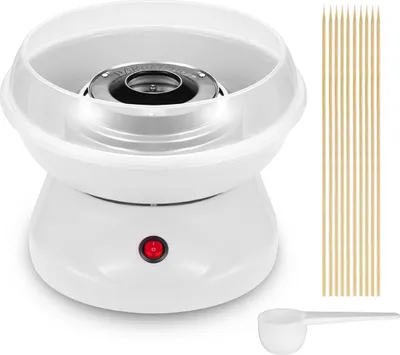 Produktbild von Zuckerwattemaschine Set Automat Zuckerwattegerät mit 10 Zuckerwatte Stäbchen & Messlöffel 500W Weiß
