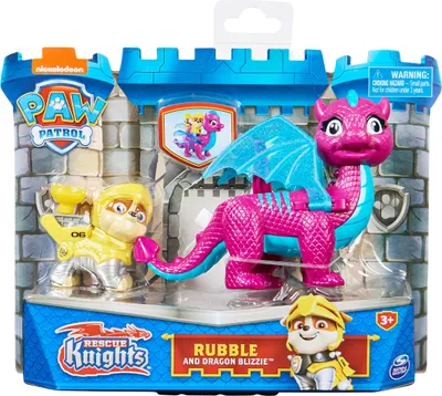 Produktbild von Spin Master 41468 Paw Patrol, Rescue Knights Rubble und Dragon Blizzie Actionfiguren-Set