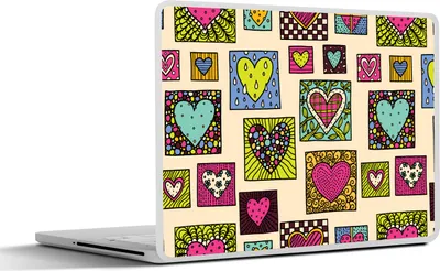 Produktbild von MuchoWow® Laptop Aufkleber Sticker Cover Bohemian - Herzen - Kritzelei - Muster 30x22 cm - Laptop-Sticker