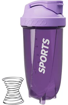 Zdjęcie produktu dla Shaker proteinowy 600 ml, fioletowy, ze stalową kulką do mieszania