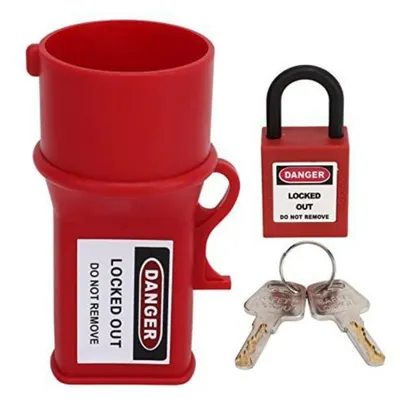Productafbeelding van Stekkerbeveiligingsset. Veiligheidsslot met sleutels. Diameter: 5,1 cm. Waterdicht
