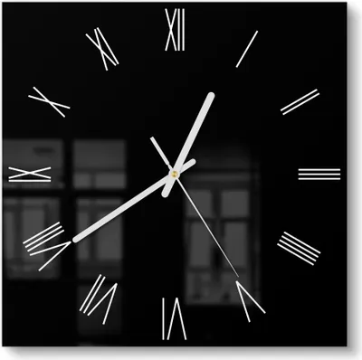 Produktbild von DEQORI Glasuhr 30x30 cm Römisch 'Schwarz' Wanduhr Glas Uhr Design leise Küchenuhr