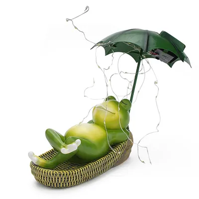 Produktbild von Gartenfiguren, Frosch Figuren Draußen Deko Solar Garten Figuren Ornament mit Solar, Wasserdicht Lustige Frosch Gartendeko mit Regenschirmlicht, 16,5cm