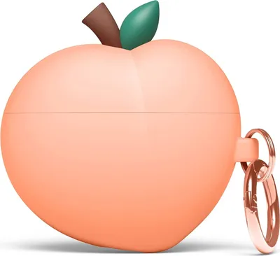 A peach-shaped case for AirPods 3 with a keychain attachment.