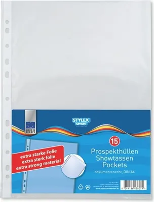 Produktbild von 120 (8x 15) Prospekthüllen DIN A4 Klarsichthüllen extra starke Folie